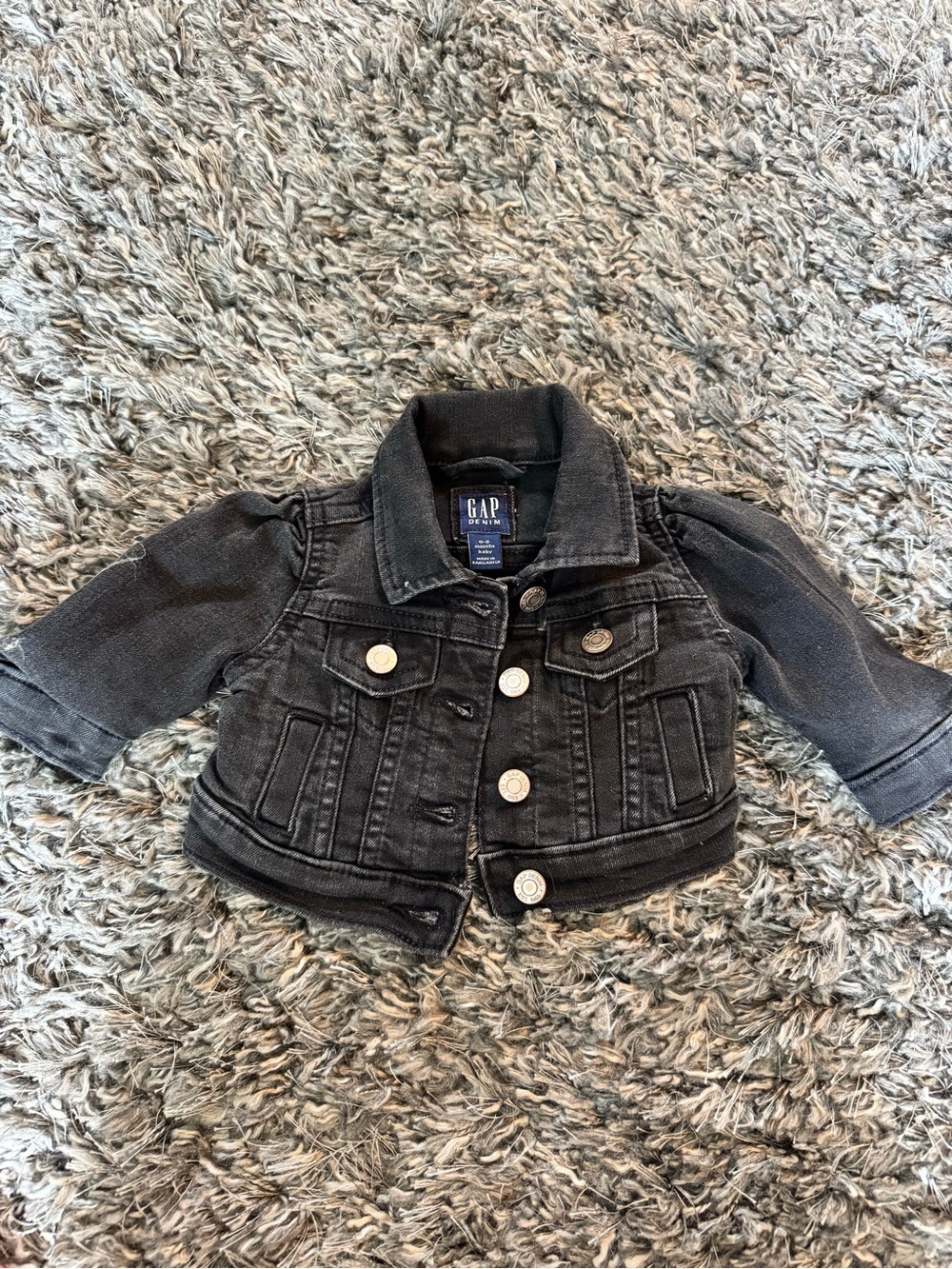 GAP Kids Black Denim Jacket with Button Front